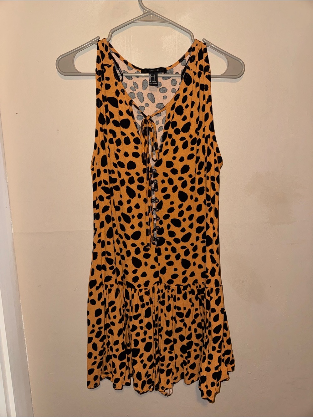 Forever 21 Sleeveless Animal Print Tie-Front Romper